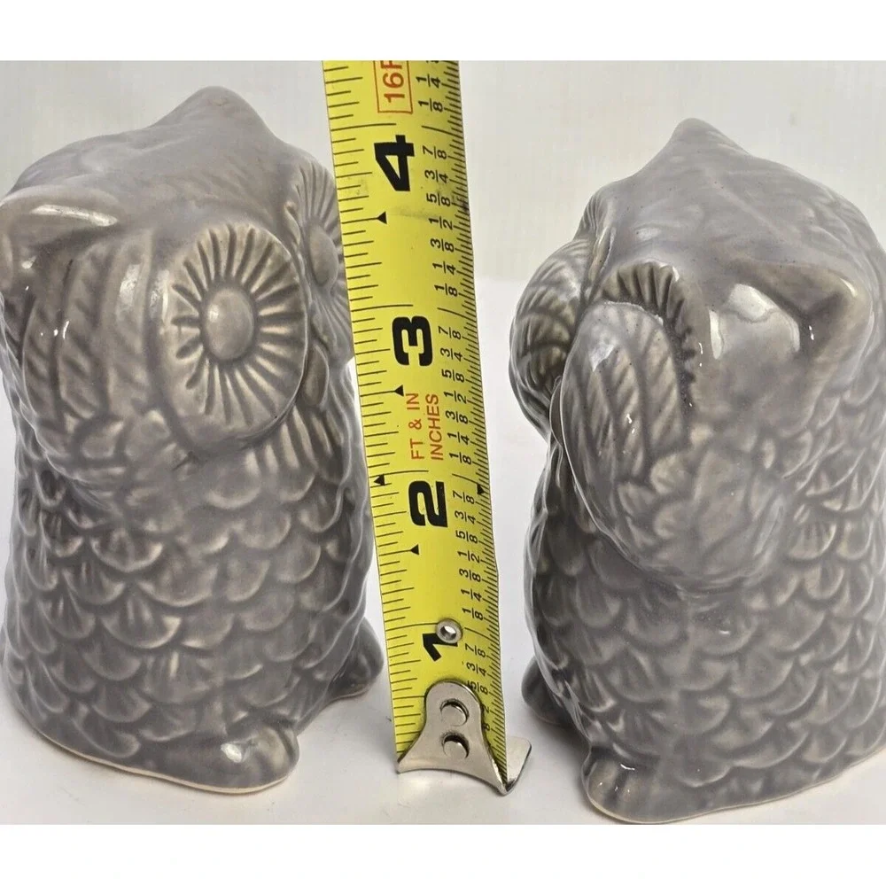 Vintage Ceramic Glazed Owls Figurines 